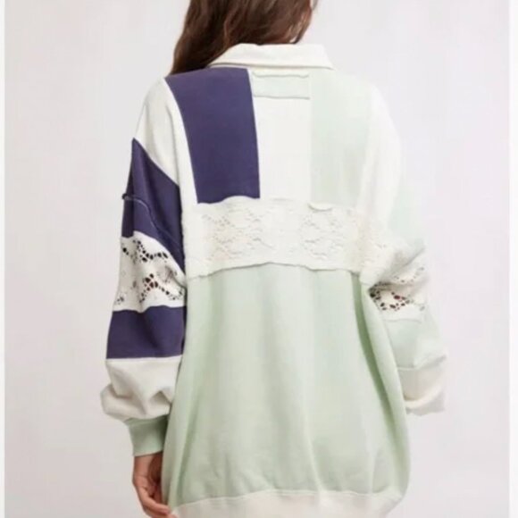 Free People We The Free American Dream Polo, Green & White | NWT, Size SMALL - Picture 3 of 7